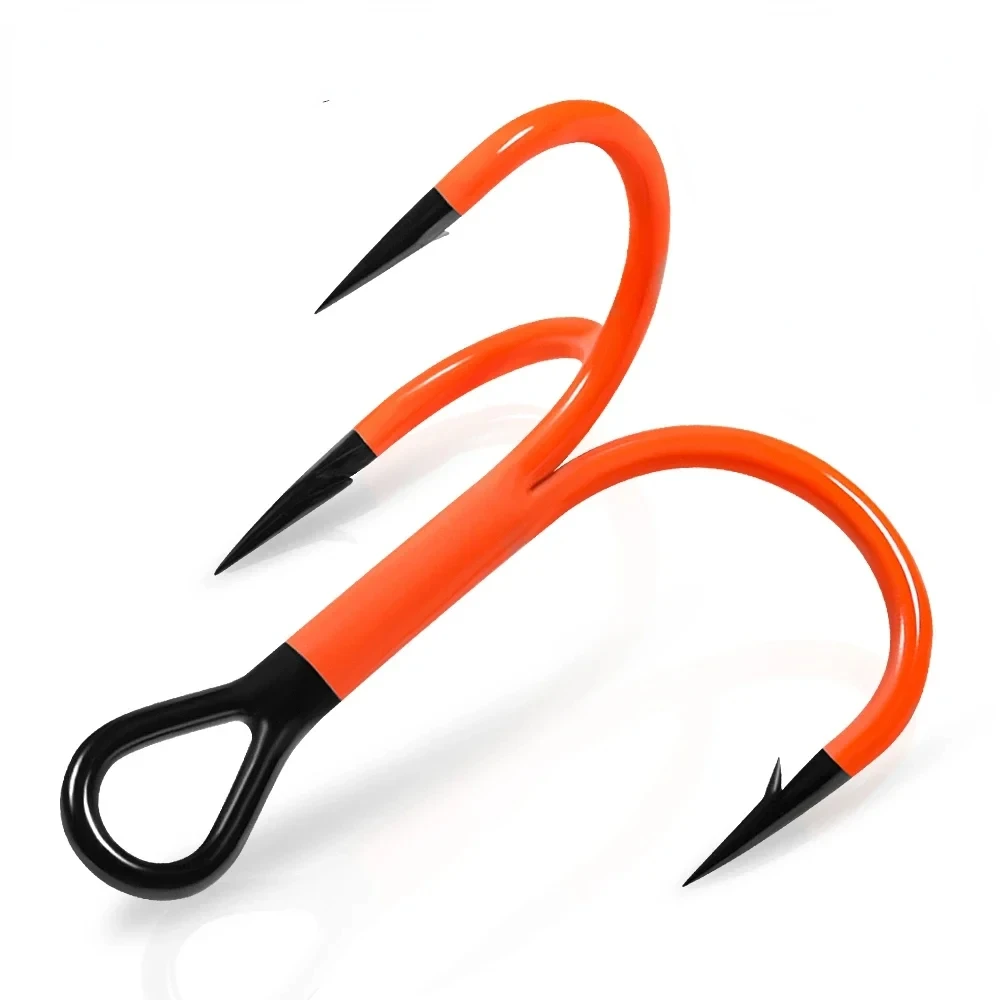 

Orange Lure Fishing Hook Super Strong Treble Fishhook #1 #1/0 #2/0 Carbon Steel Saltwater Bass Anticorrision Hooks Tap socket M