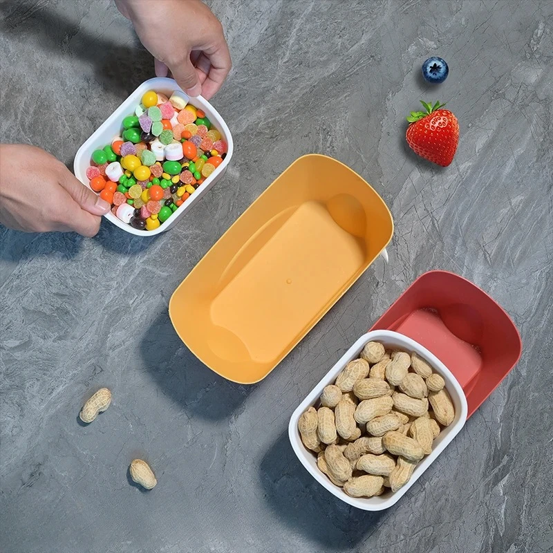 Home Lazy Double Layer Snack Box, Melon Seed Box, Living Room Snack Dried Fruit Plate, Creative Double Layer Asphalt Storage Box
