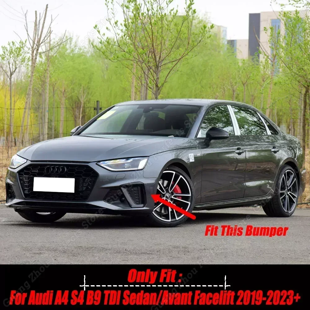 Car Front Bumper Spoiler Splitter Trim Blade for Audi A4 S4 B9 TDI Sedan/Avant Facelift 2019-2023+ Fog Lamp Intake Wind Knife