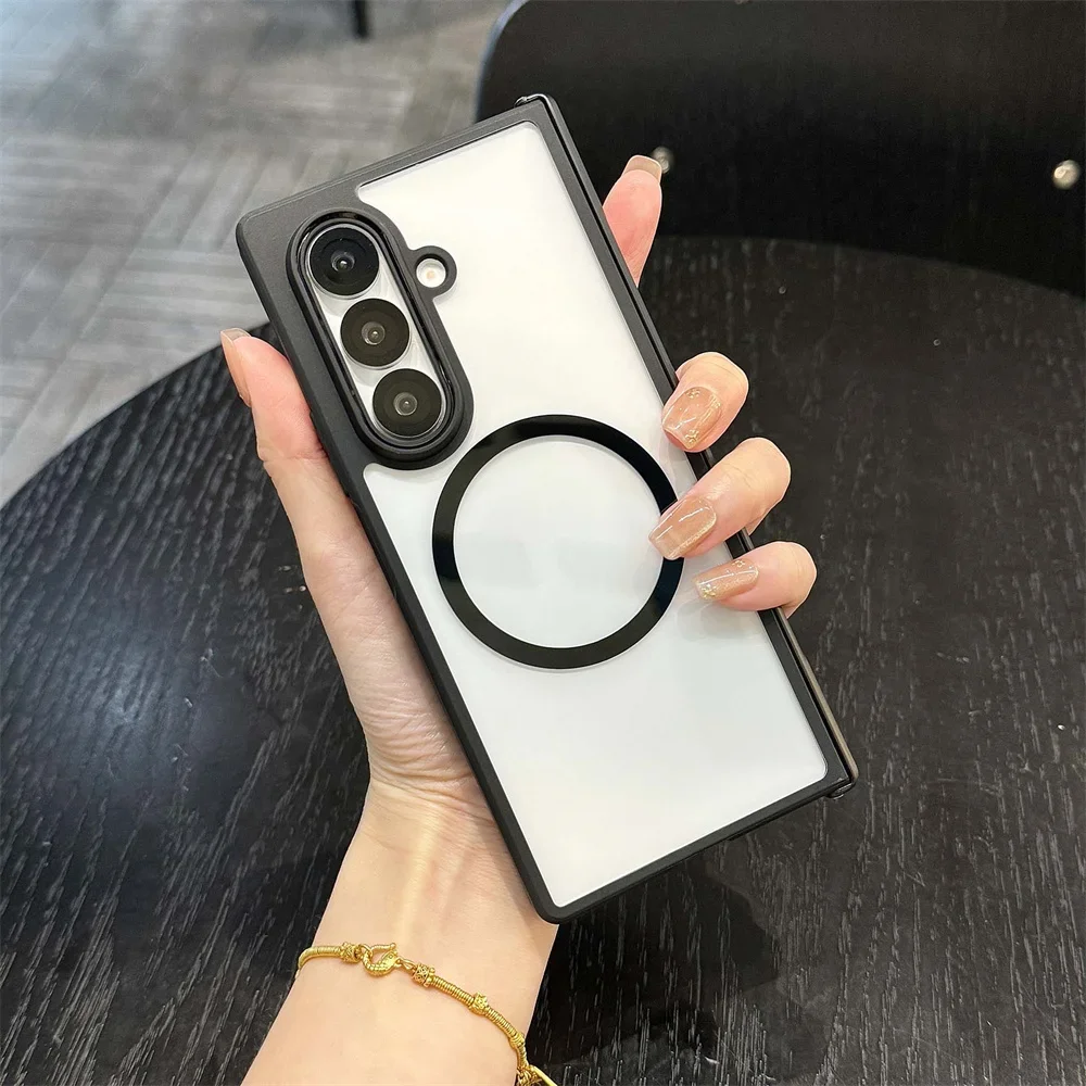 Transparent Phone Case For Samsung Galaxy Z Fold 8 Ultra Fold 7 8 For Magsafe Magnetic Wireless Charging Hinge Protection Cover