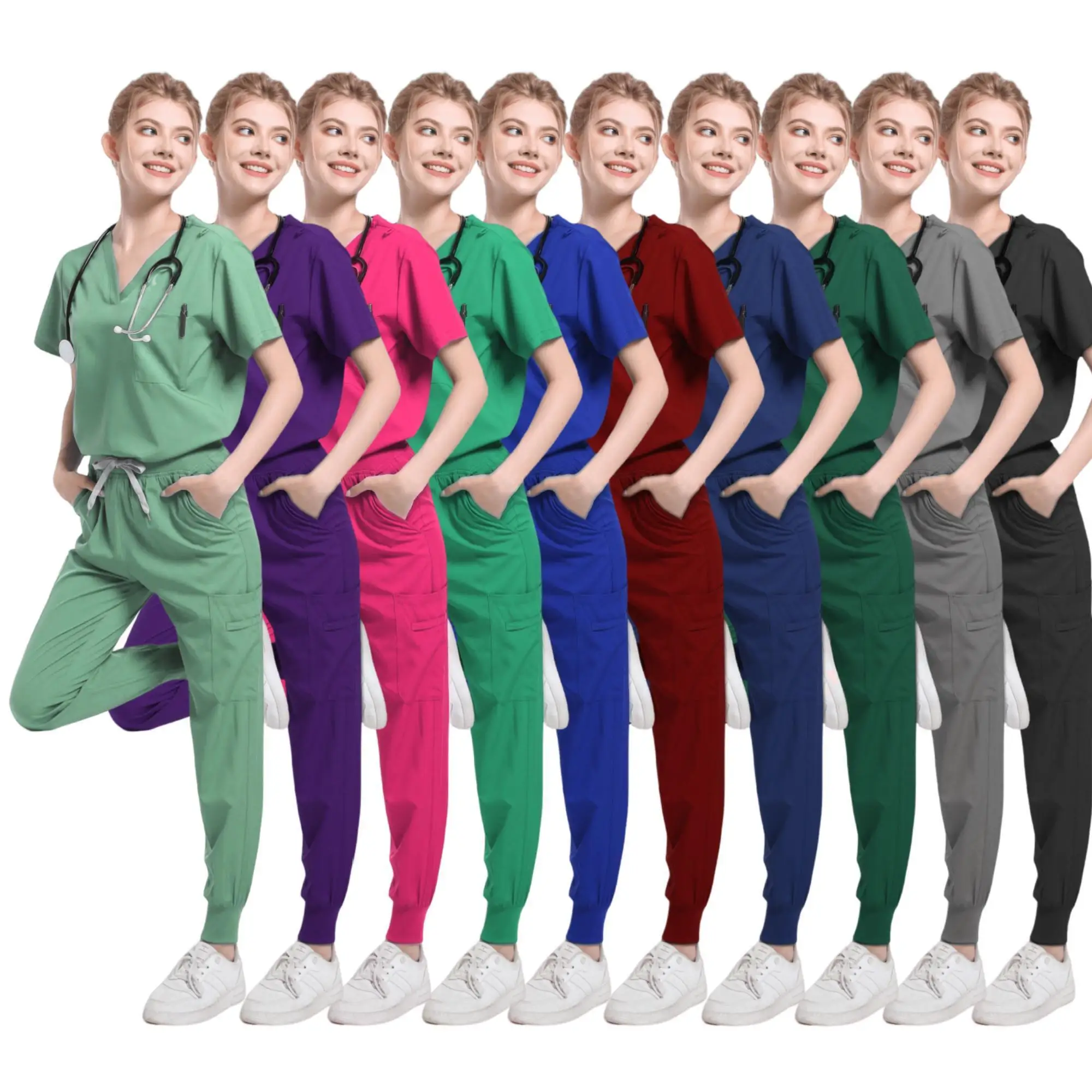 Scrubs Medical Uniforms Woman Multicolour SPA Beauty Uniform Dentist Veterinary Working Clothes Unisex Phary Clinic Scrub Set