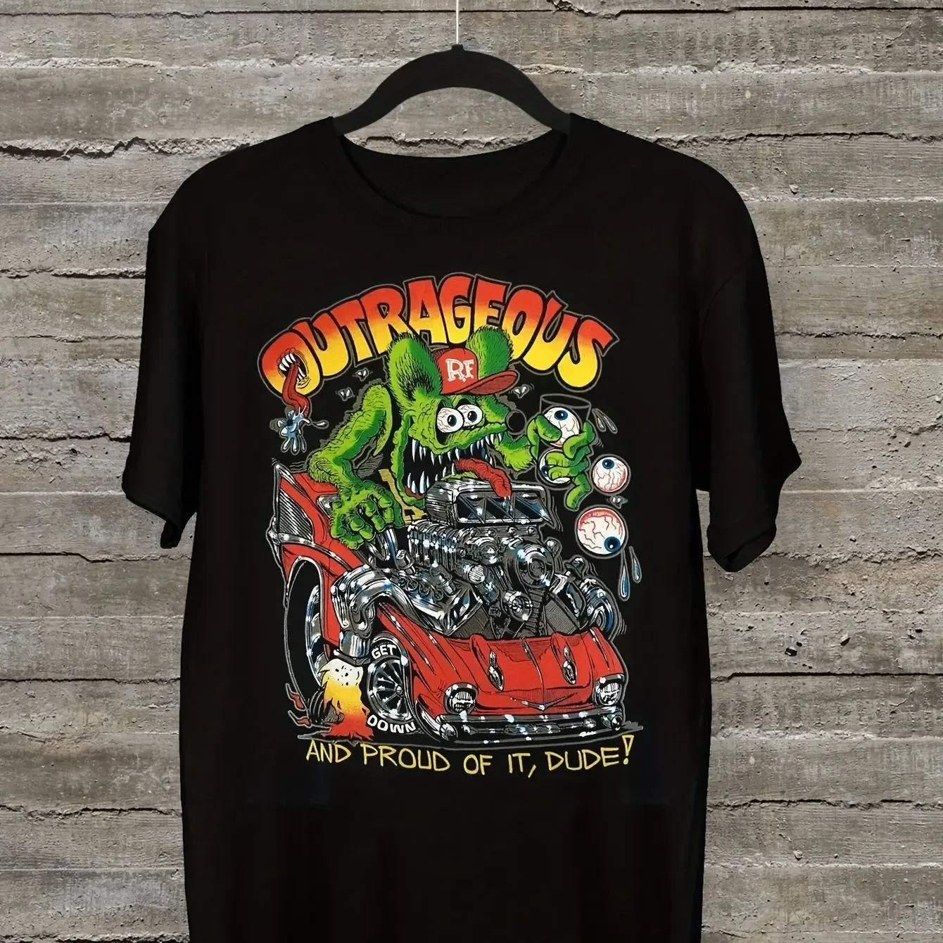Rat Fink Ed Roth T-Shirt mit Big Daddy Black Graphic Kurzarm-Herren-T-Shirts für den Sommer, Unisex, ganzjährig – Detail 5