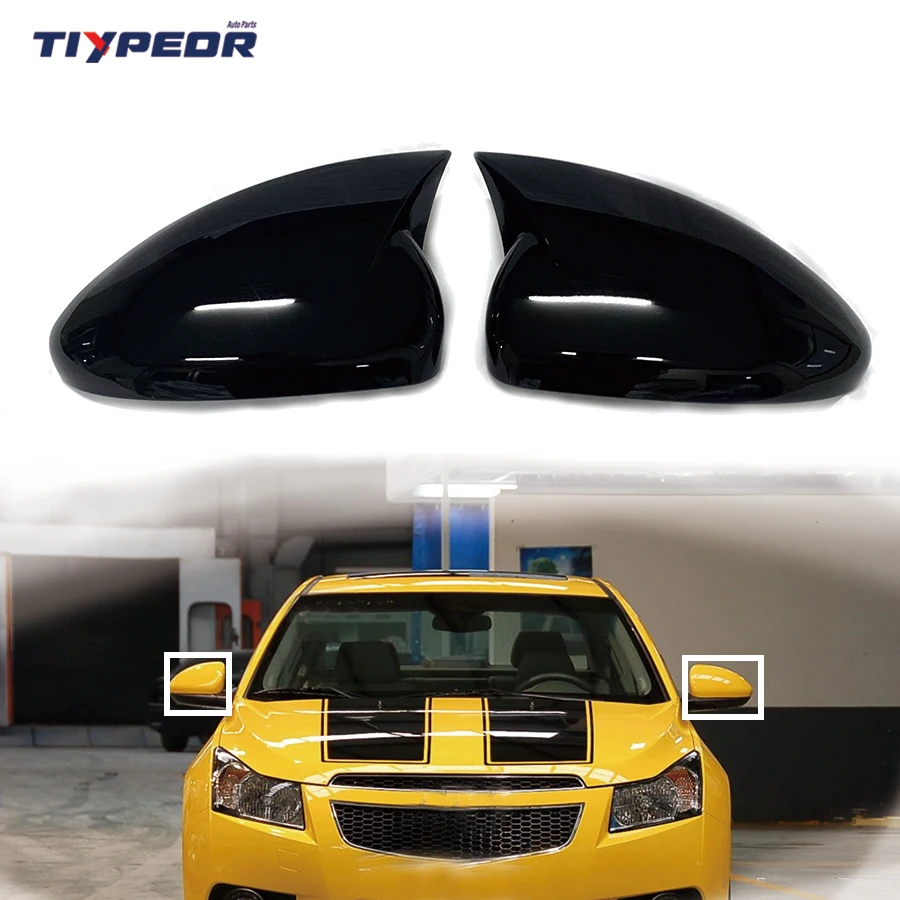 

Tiypeor OX Horn Style Rearview Mirror Cover Caps For Chevrolet Cruze 2009 2010 2011 - 2012 Black Rear View Mirror Cover Trim