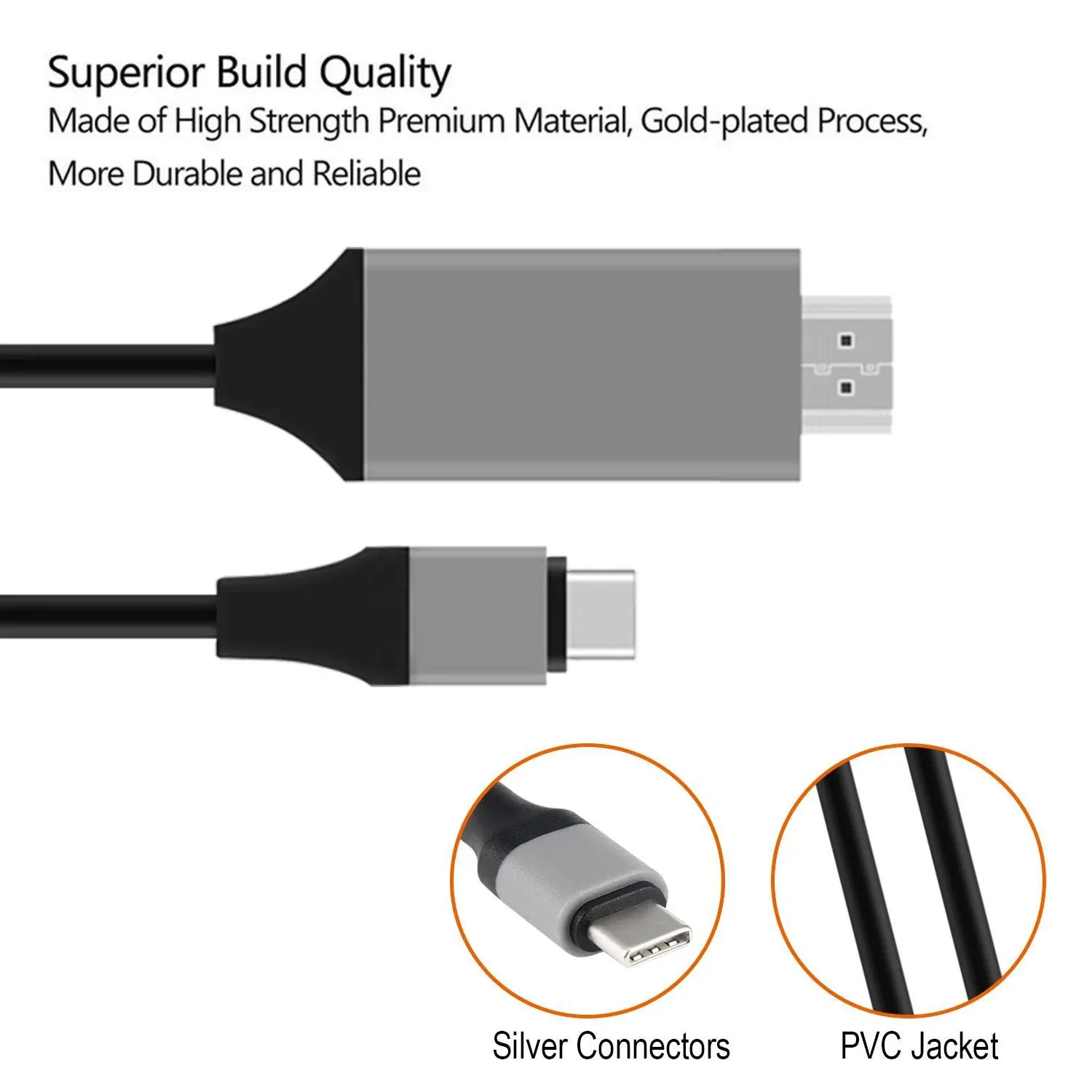 Typ C auf HDTV USB 3.1 auf HDTV-kompatibles Adapterkabel Typ C auf HDTV 30 Hz 4K USB C-Kabelverlängerungsadapter für MacBook PC-Monitor