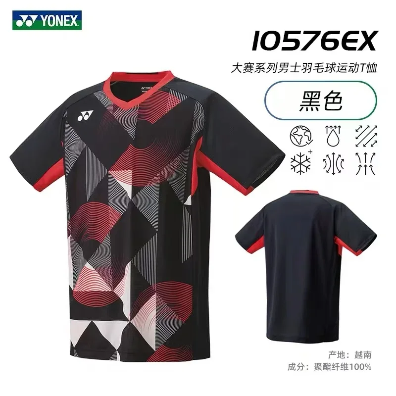 YONEX 2024 Neue Badminton-Kleidung für Herren und Damen, kurzärmelig, schnell trocknend, schweißabsorbierend, atmungsaktiv, Trainingsanzug-T-Shirts