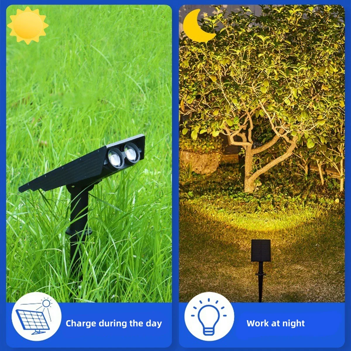 Imagem -02 - Super Bright Led Solar Spotlights ao ar Livre Impermeável Solar Powered Lamp Varanda Jardim Gramado Caminho Iluminação Decorativa