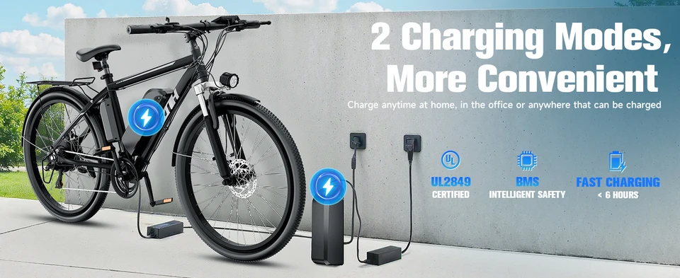 ZNH+AM-ZNH-02-26SR+ Electric Bike,26'x2.1 Tire Ebike for Adults,749W Peak,Electric City Bike,20mph,E Bike UL 2849,1 Year Warranty image 3