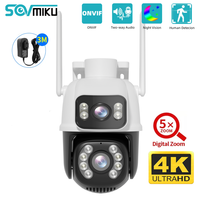 SOVMIKU 4K 8MP WiFi Surveillance Cameras Dual Lens 5X Zoom Night Vision ONVIF Auto Tracking PTZ IP Camera Security Protection