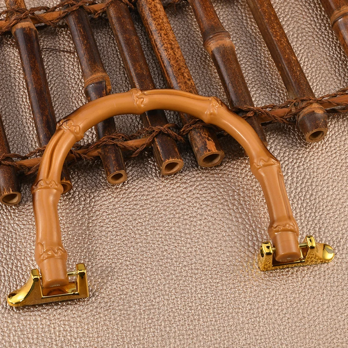 2pcs Handbag Handle Imitation Burned-bamboo U-shape Plastic Pull with Buckle 16.8cm Natural Rustic Bag Grip Backpack Luggage DIY