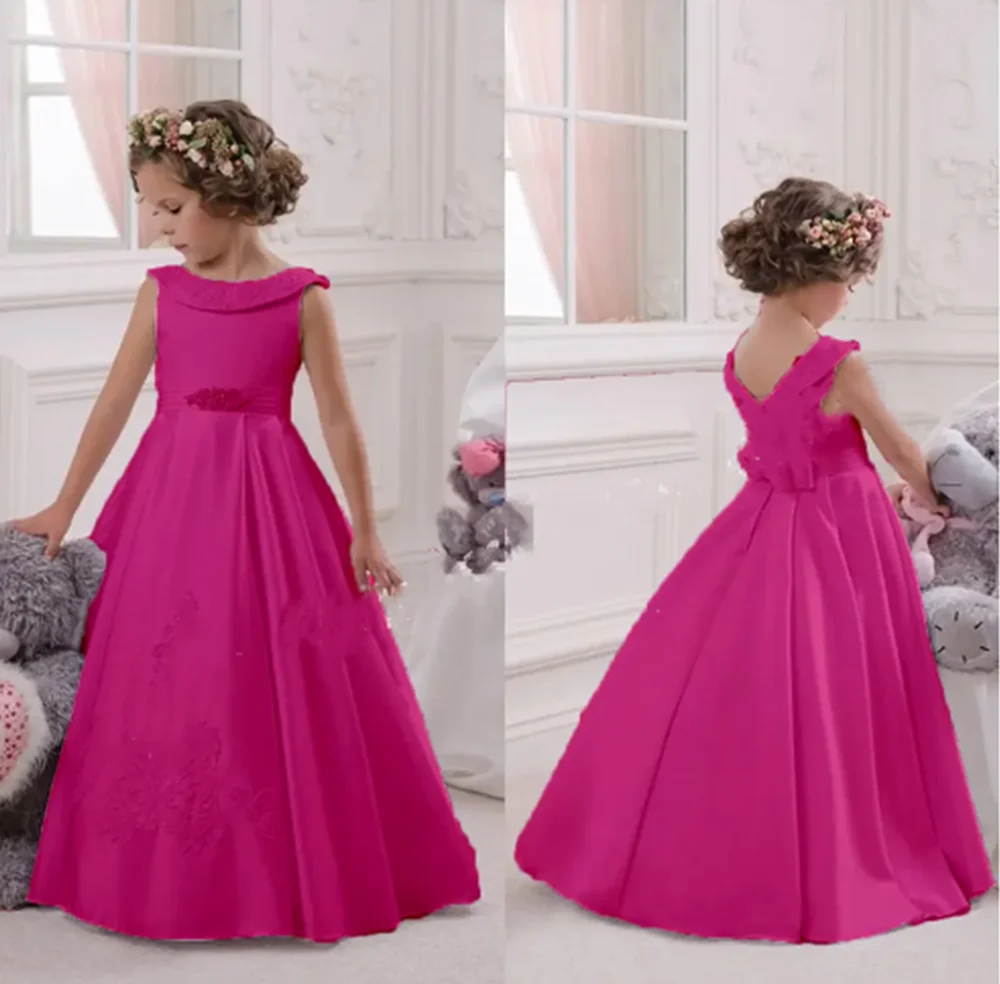 

Flower Girl Dresses For Wedding Junior Bridesmaid Vintage Kids Evening Birthday Party Princess Gown Lolita First Communion