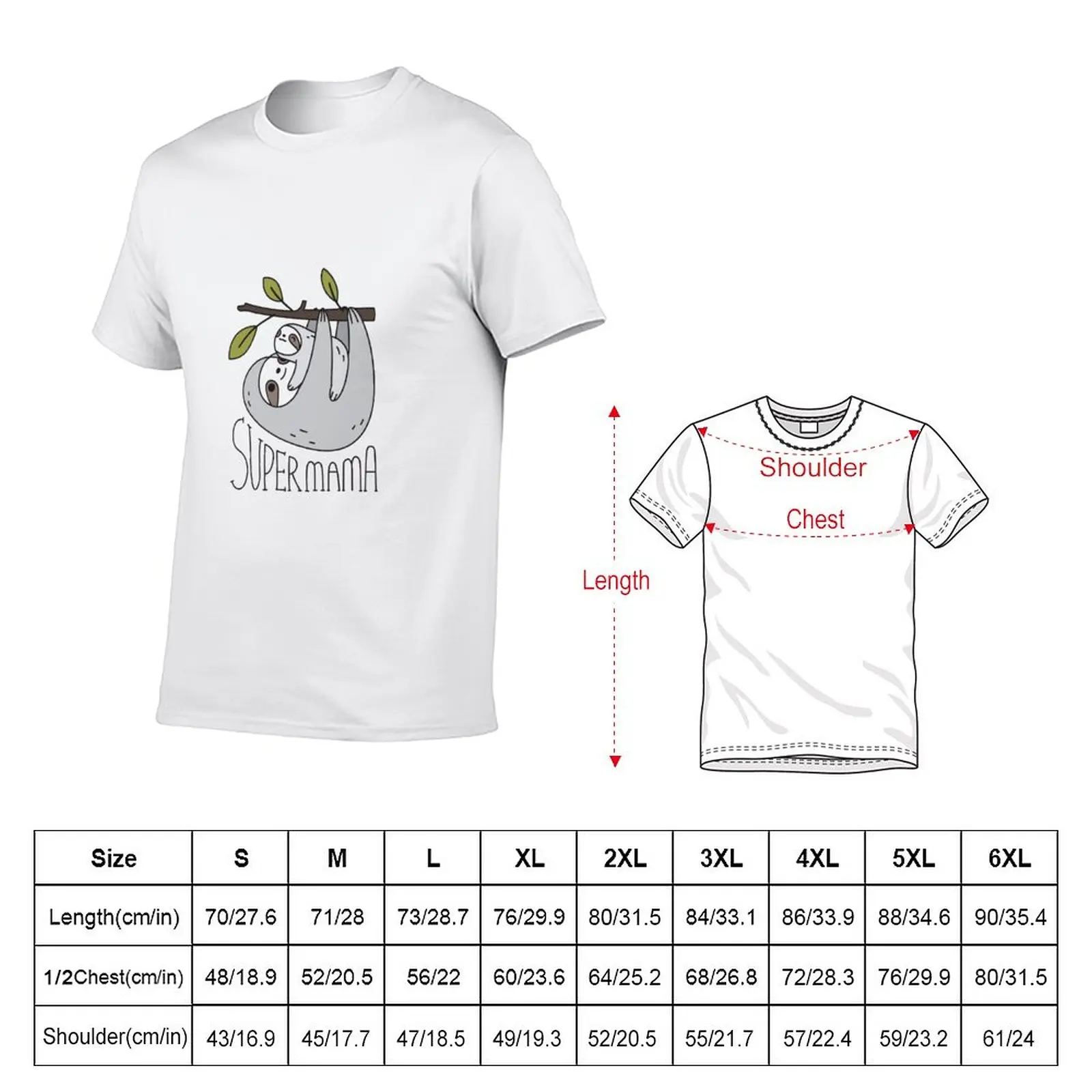 Super Mama Mom and Baby Sloth T-Shirt oversizeds vintage clothes summer tops sweat shirts, men