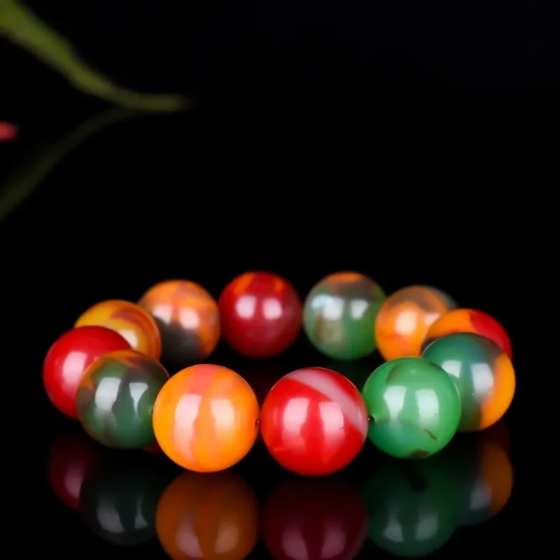 

Natural Tri colored beads jade Bracelet Fashion Beads Charm Jewellery Accessories Carved Luck Amulet Gifts for Women Her