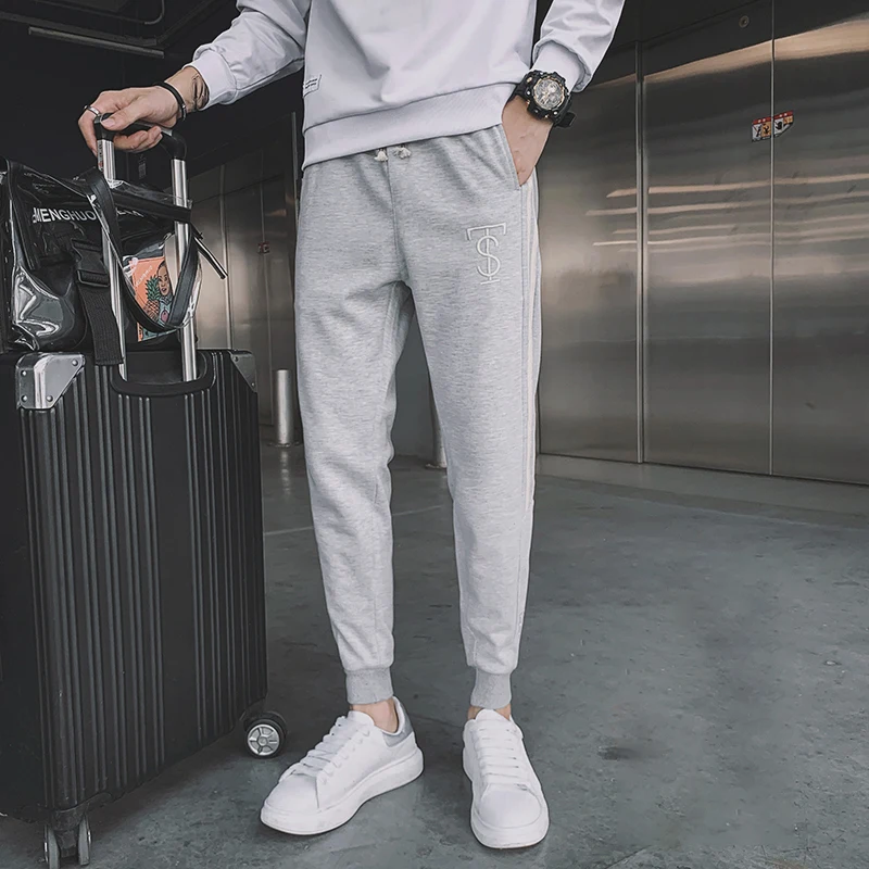 Men's Trendy Casual Sports Pants Korean Style Slim Fit Spring Autumn New Arrival Versatile Long Trousers Comfortable Cotton B...