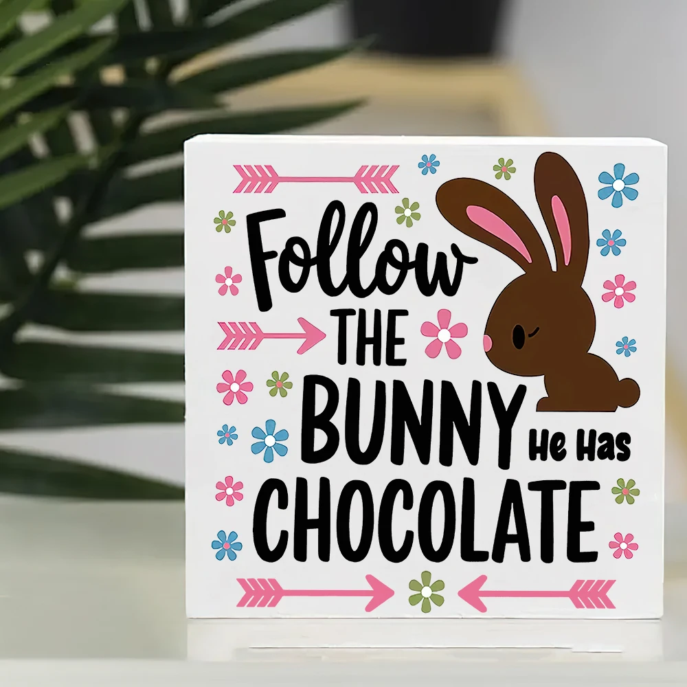 1pc Easter Bunny Wooden Sign - 