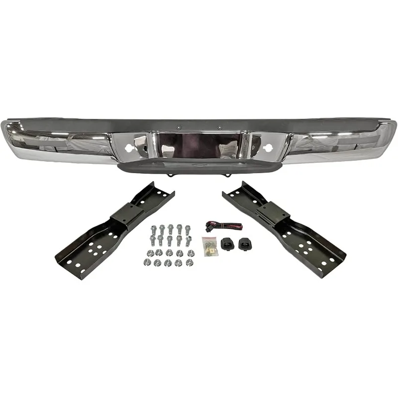 Steel Chrome, Complete Rear Bumper Assembly for 1998 1999 2000 2001 2002 2003 2004 Nissan Frontier, NI1102136