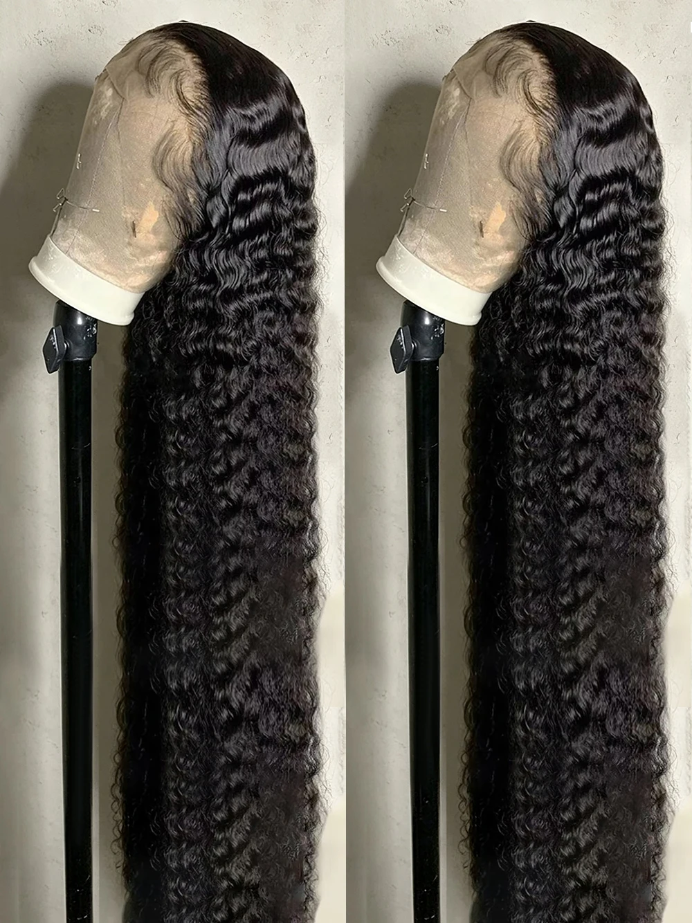 Perruque Lace Front Deep Wave 40-50 pouces, 13x6 HD Transparente, Cheveux Humains, Perruque 360 Full Lace Remy Bouclée pour Femmes, Densité 250%, Cheveux Humains Brésiliens 13x4 Noir Naturel