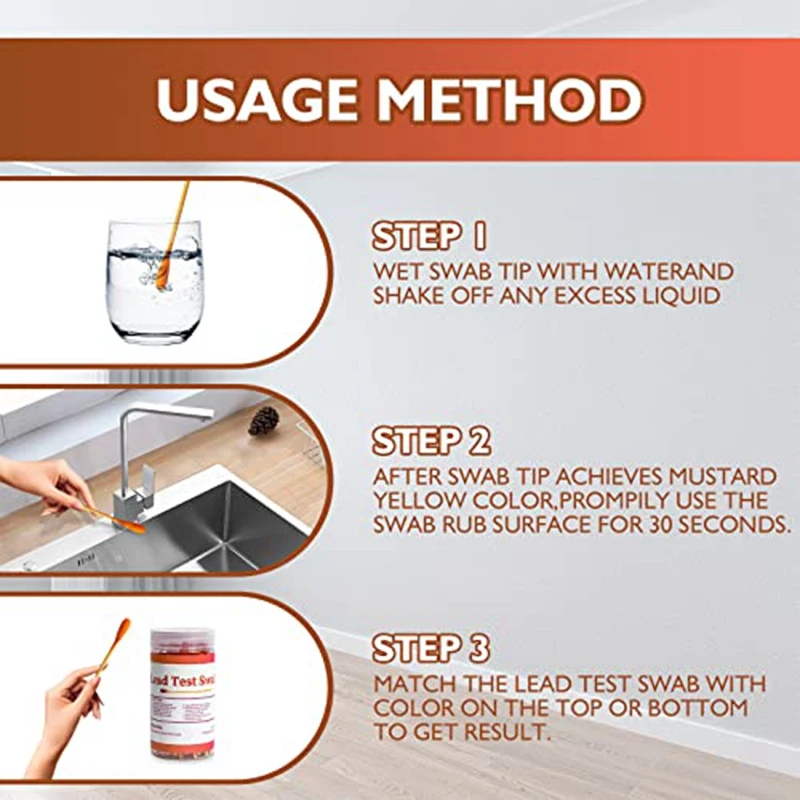 Loodverf Test Swabs Kit: 60 Stuks Lead Testkit Wattenstaafjes, Thuislood Testkit, Loodcontrole Swabs, Loodteststrips