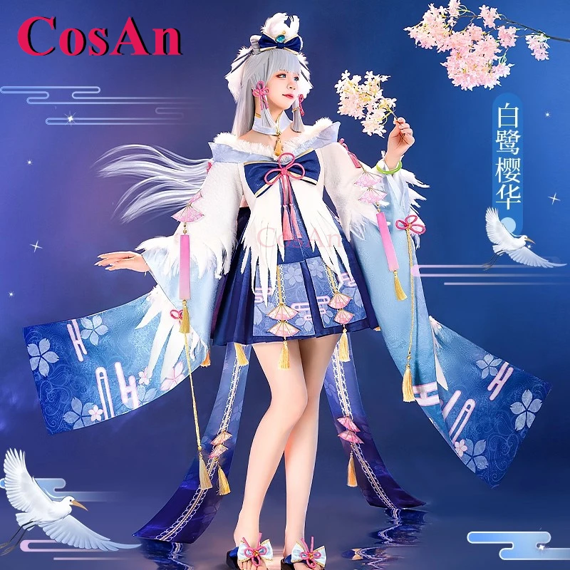 

CosAn Game Genshin Impact Kamisato Ayaka Cosplay Costumes Egret Sakura Gorgrous Formal Dress Anime Party Role Play Clothing