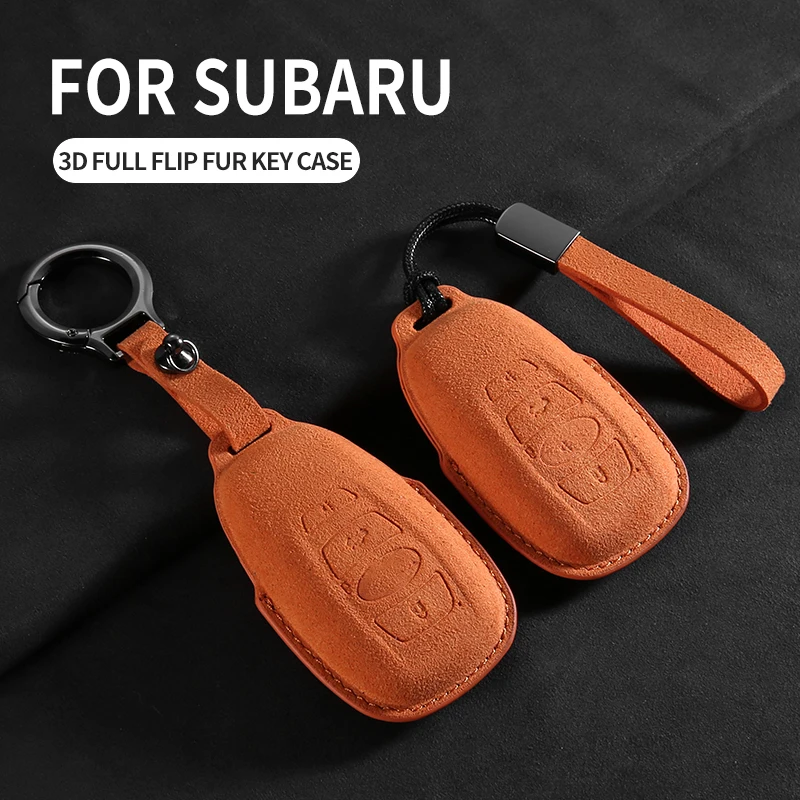 

Suede Leather Car Remote Key Case Cover Shell For Subaru Legacy Outback 3 WRX Impreza STI Forester BRZ XV SV Key Shell Protector