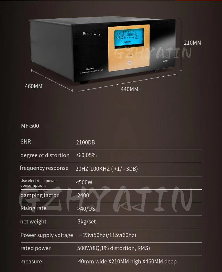 حمى MF-500 HIFI فئة عالية الطاقة مكبر كهربائي أحادي المرحلة مرحلة واحدة مرحلة ما بعد مرحلة انتاج الطاقة: 1000 واط/4-8Ω