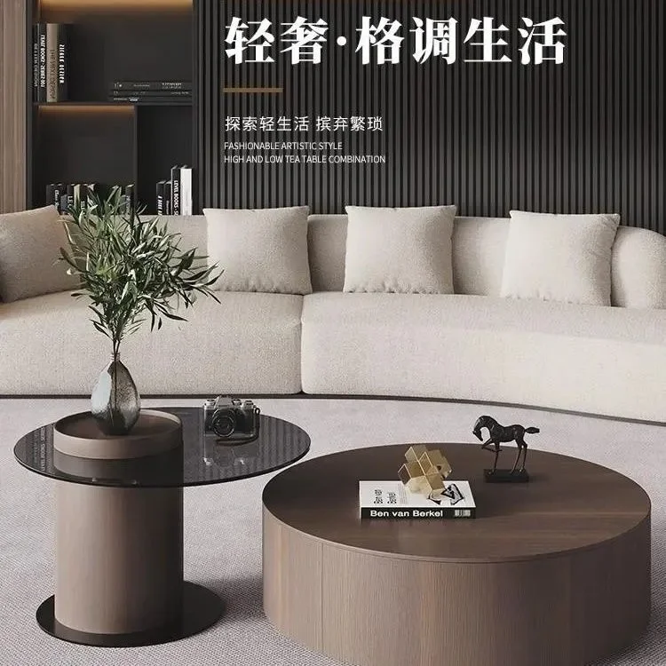 solid wood round coffee table household light luxury small apartment tea table Internet celebrity simple modern TV cabinet
