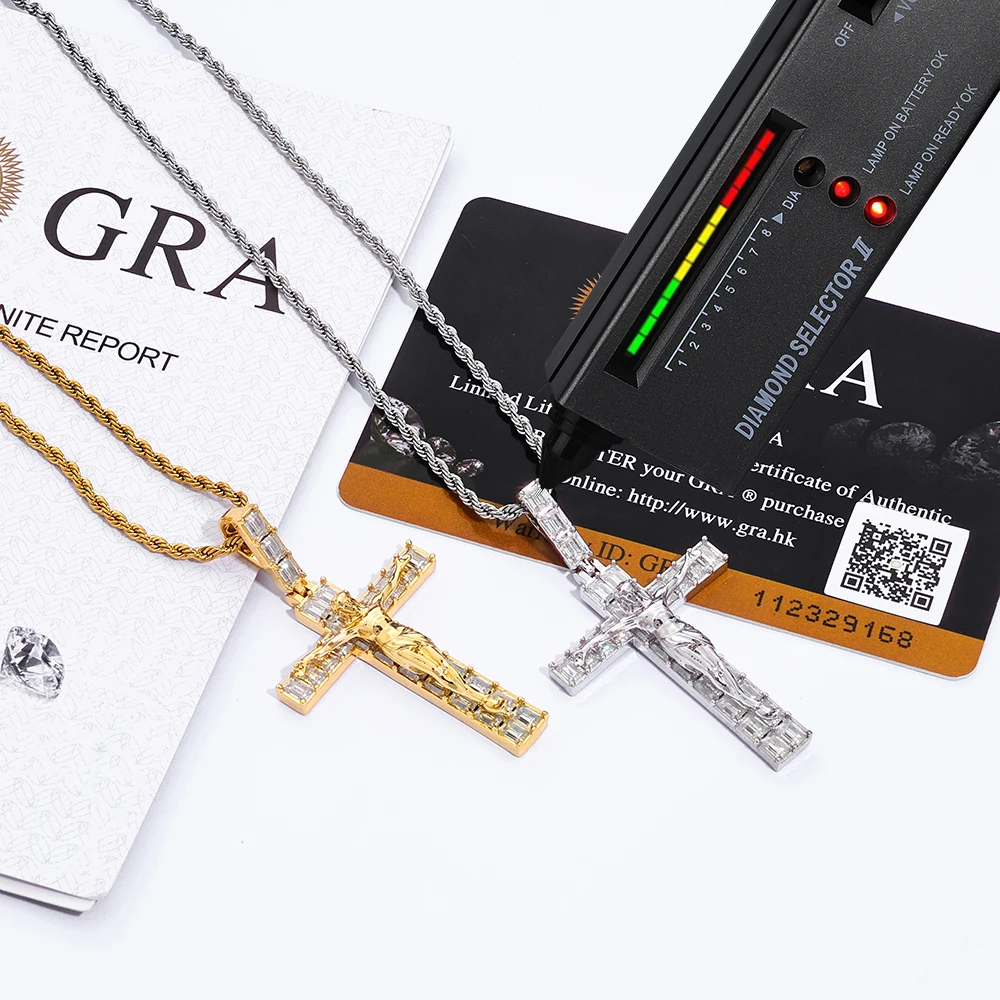 ICEBLING S925 Silver VVS1 Moissanite Jesus Crucifix Pendant Pass Diamond Test Iced Out Hip Hop Necklace Gold Silver Pendant