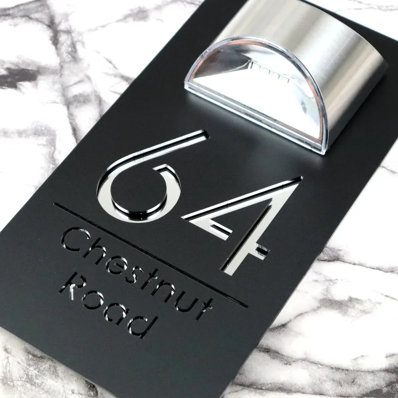 

Customizable Number Door Sign Plaque Solar LED Lit Personalized Acrylic Laser Cut House Number Sign Outdoor Plate Family Name