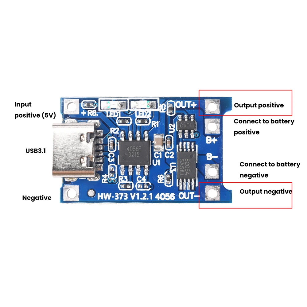 TP4056 Typ-C USB 5V 1A 18650 Lithium-Batterie-Ladegerät TP4056 Modul Ladeplatine mit Schutzfunktion Doppelfunktion 1A Li-Ion – Detail 11