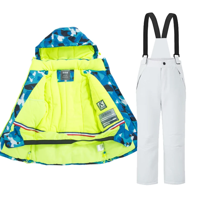 

Boys Girls Ski Suit Waterproof Thick Warm Jacket and Pants Set Winter Children's Outdoor Snow Costumes Brand Snowboard