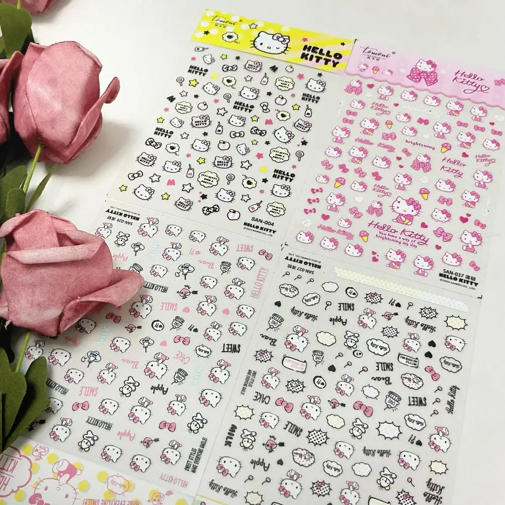 

1 Sheet Sanrio Series Cute HelloKitty New 3D Nail Art Stickers Nail Decals for Manicure Fashion Design DIY Happy Accessories