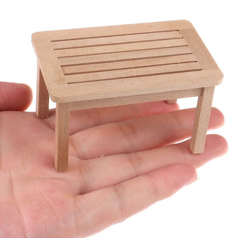 Tea Table Model Toys 1/12 Wooden Miniature Blank Tea Table Furniture Model