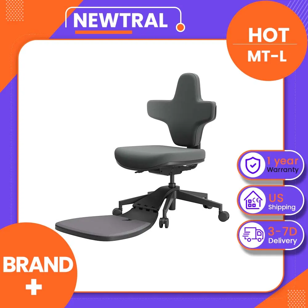 NEWTRAL  MT-L Patented Sit-Stand Ergonomic Chair, 167° Flip Adjustable Backrest, Multi-Adjustable Seat & Recline, Foldable Memory Foam Standing Platform, High-Density Cushion, Supports Up to 350 lbs