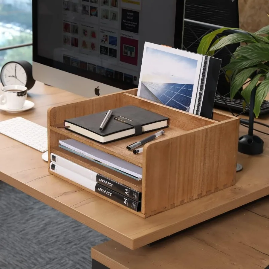 3-х уровневый настольный лоток для писем для офисного стола, органайзера и аксессуаров, деревянная папка для файлов, держатель для бумажных документов, органайзер для почты, сор.