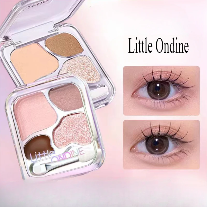 

Little Ondine Natural 4Color Waterproof Eyeshadow Palette Blush Eyeliner Highlight Contour Cute Beauty Liner Combination Makeups