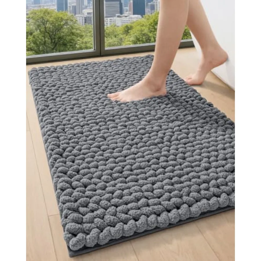 

Bathroom Rugs 24x36 Non Slip Washable Bath Mat Luxury Chenille Super Absorbent Ultra Thick Bathmats for Shower Floor Plush Fluf
