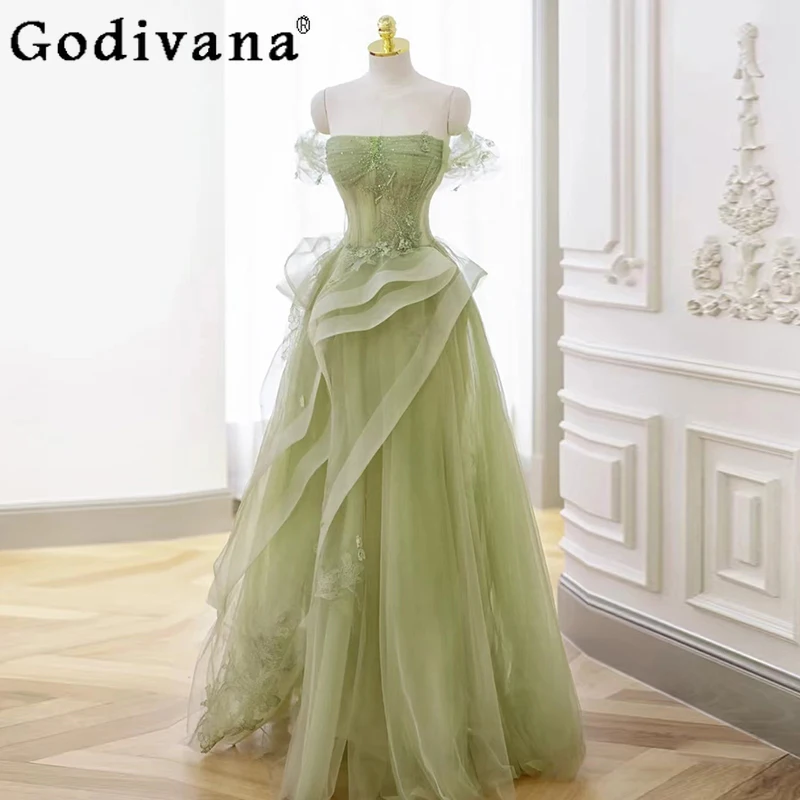 

Strapless Evening Dress for Women New High End Forest Style Host Banquet Dress Female Art Exam Grown Up Princess Dress