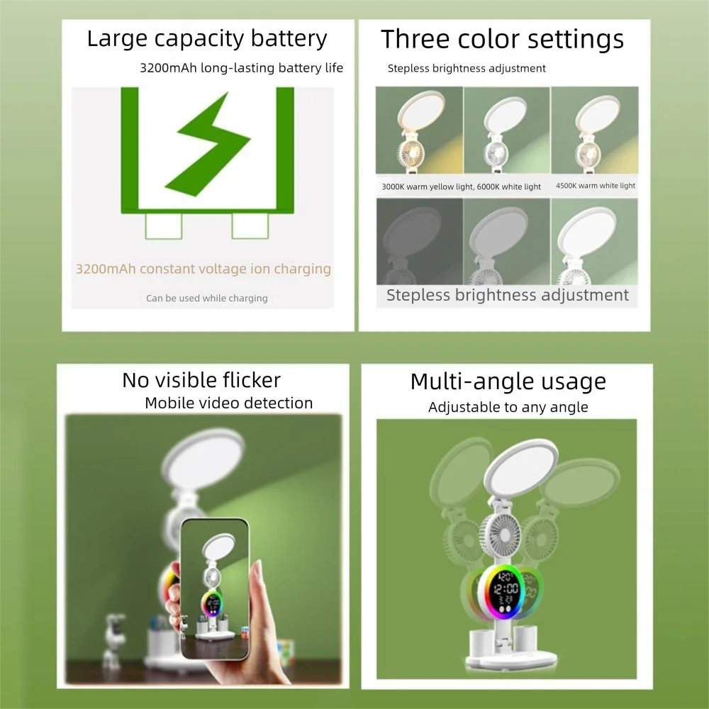 3 Colors LED Table Lamp Touch Dimming Eye Protection Tabletop Reading Lamp Energy-Efficient USB Led Bedside Lamp