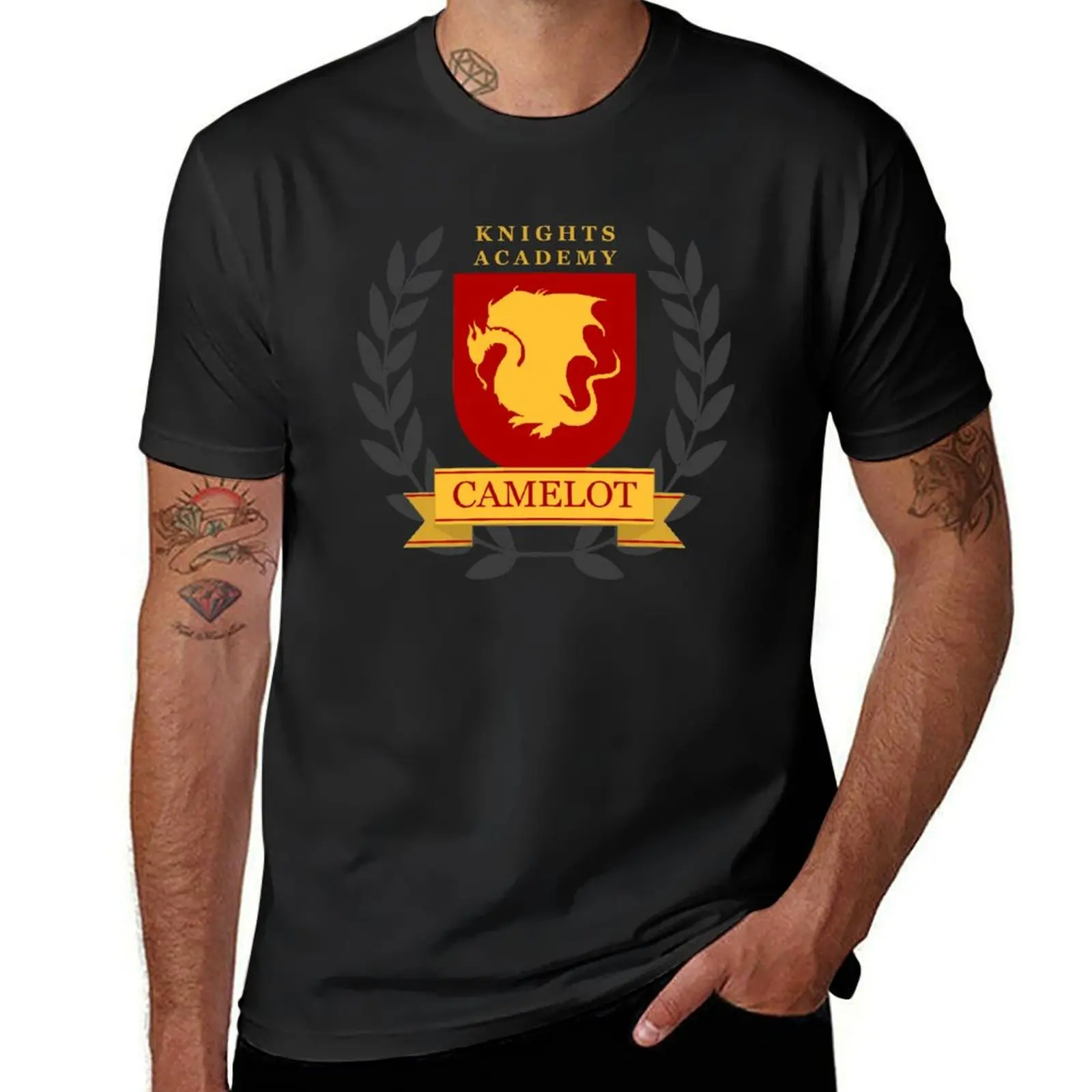 

Camelot Knights Academy Print T-Shirt custom t-shirts quick-drying oversizeds blue lock plain black t shirts men