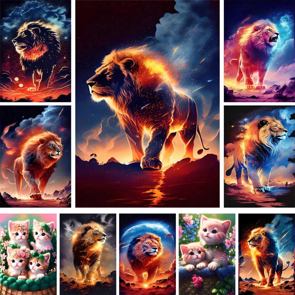 Animals Lion Paint By Numbers Kit Oil Paints 40*50 Picture By Numbers Photo Loft Wall Picture For Children Wholesale Handiwork