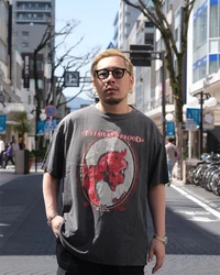 Vintage Letter Demon Wash T-shirt Made Old High Quality Print High Street Casual Men's and Women's Loose Short Sleeve T-shirt