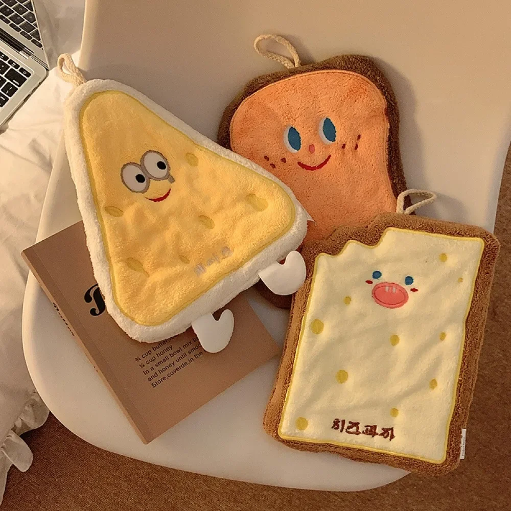1PC Cheese Patterned Hand Towels Kitchen Bathroom Wall Hanging Absorbent Hand Towel Thickened Quick to Dry Children's Towel