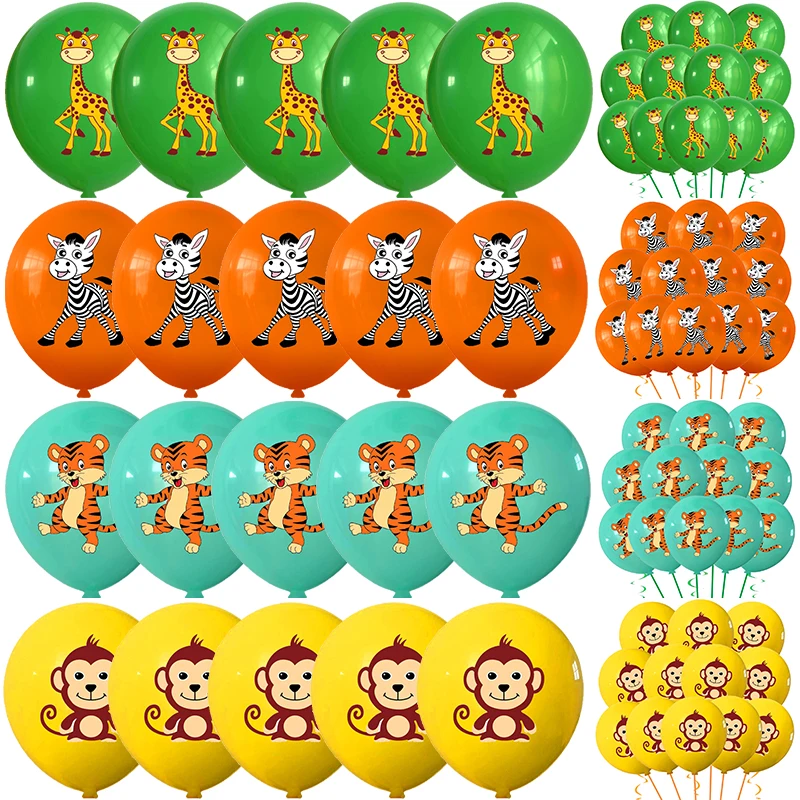 

Cartoon Animals Lion Monkey Elephant Leopard Latex Balloons Jungle Safari Birthday Party Air Globos Decorations Kids Gift Toys