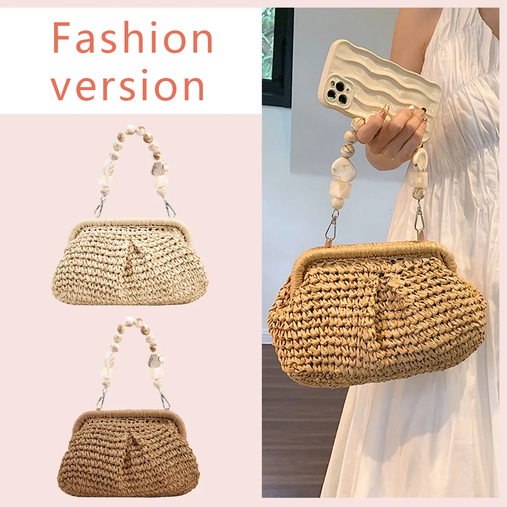 Woven Composite Shoulder Bag Multifunctional Women Handbags High-Capacity Wear Resistance Styling Decoration for Daily Leisure