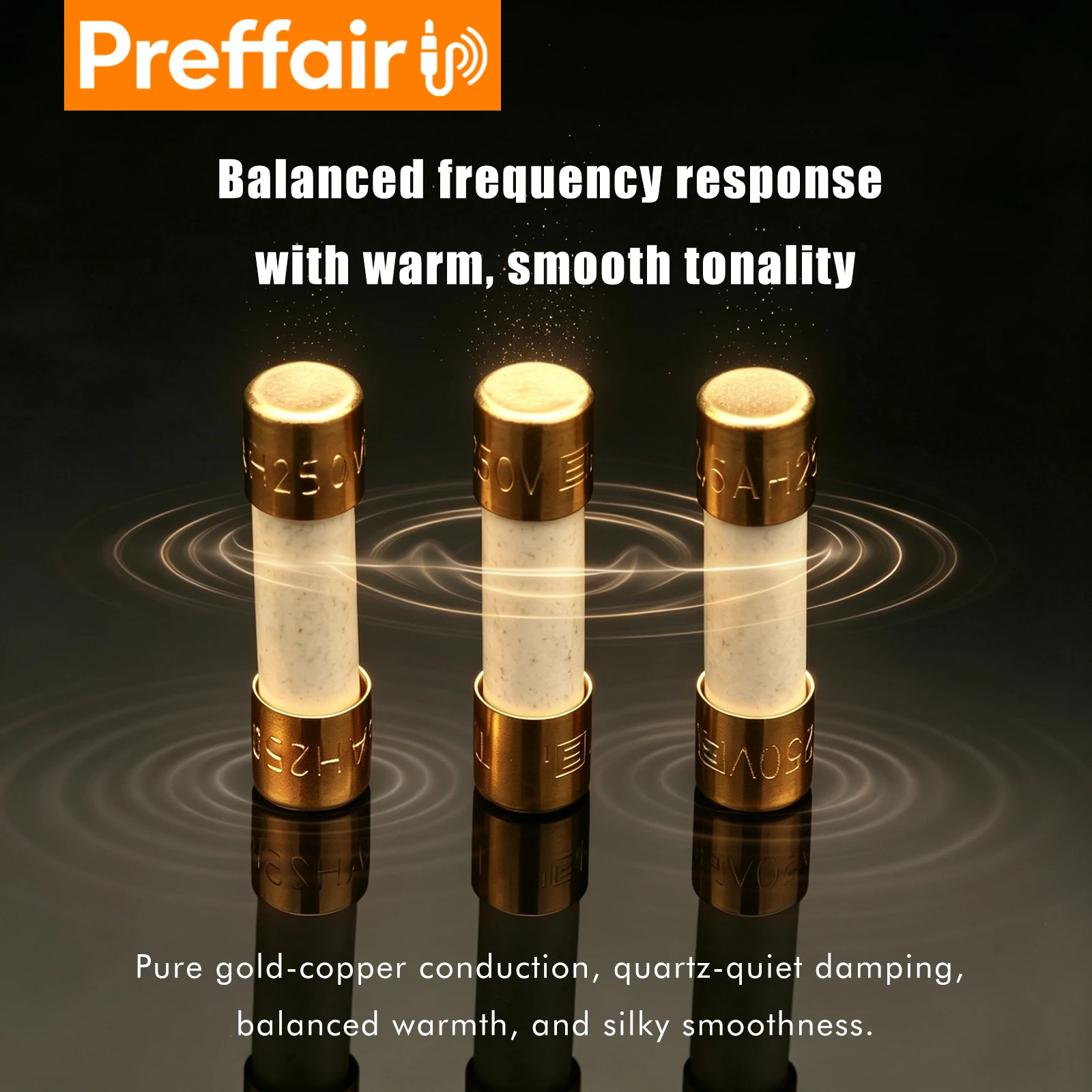 Preffair 1piece 5*20mm alloy gold-plated high-fidelity audio slow-melting T1.6A250V fuse, high-fidelity audio HIFI