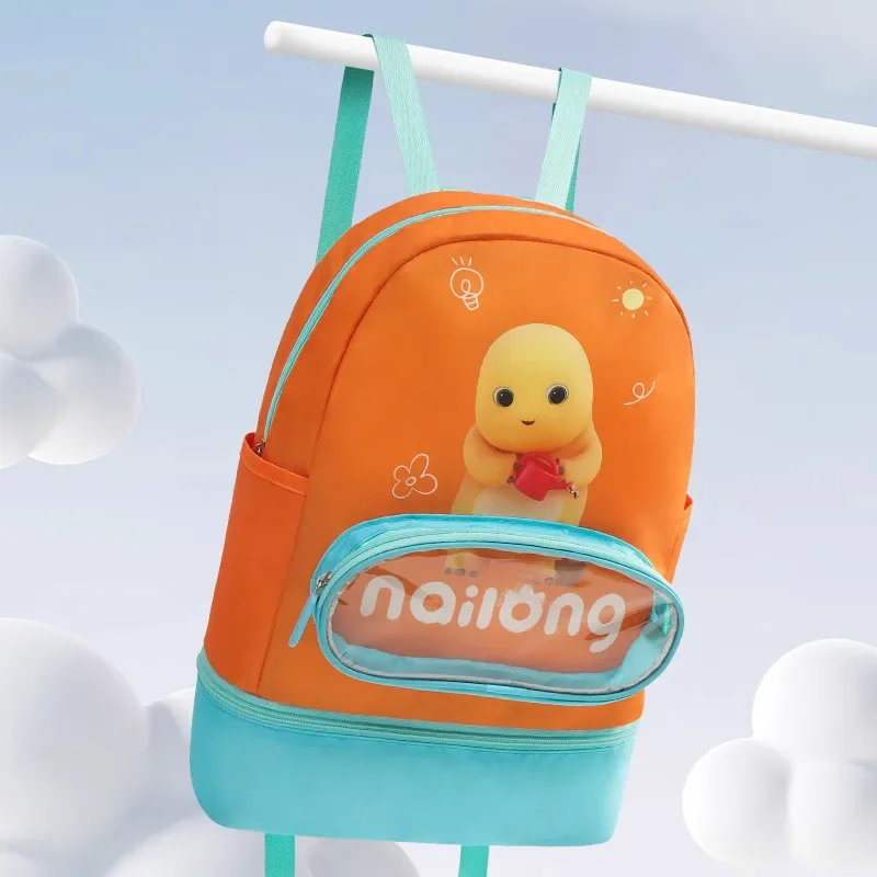 Cartoon Oxford Cloth Swimming Backpack Children Cute Dry Wet Separate Pouch Double-layer Waterproof Storage Bag Accessories Item