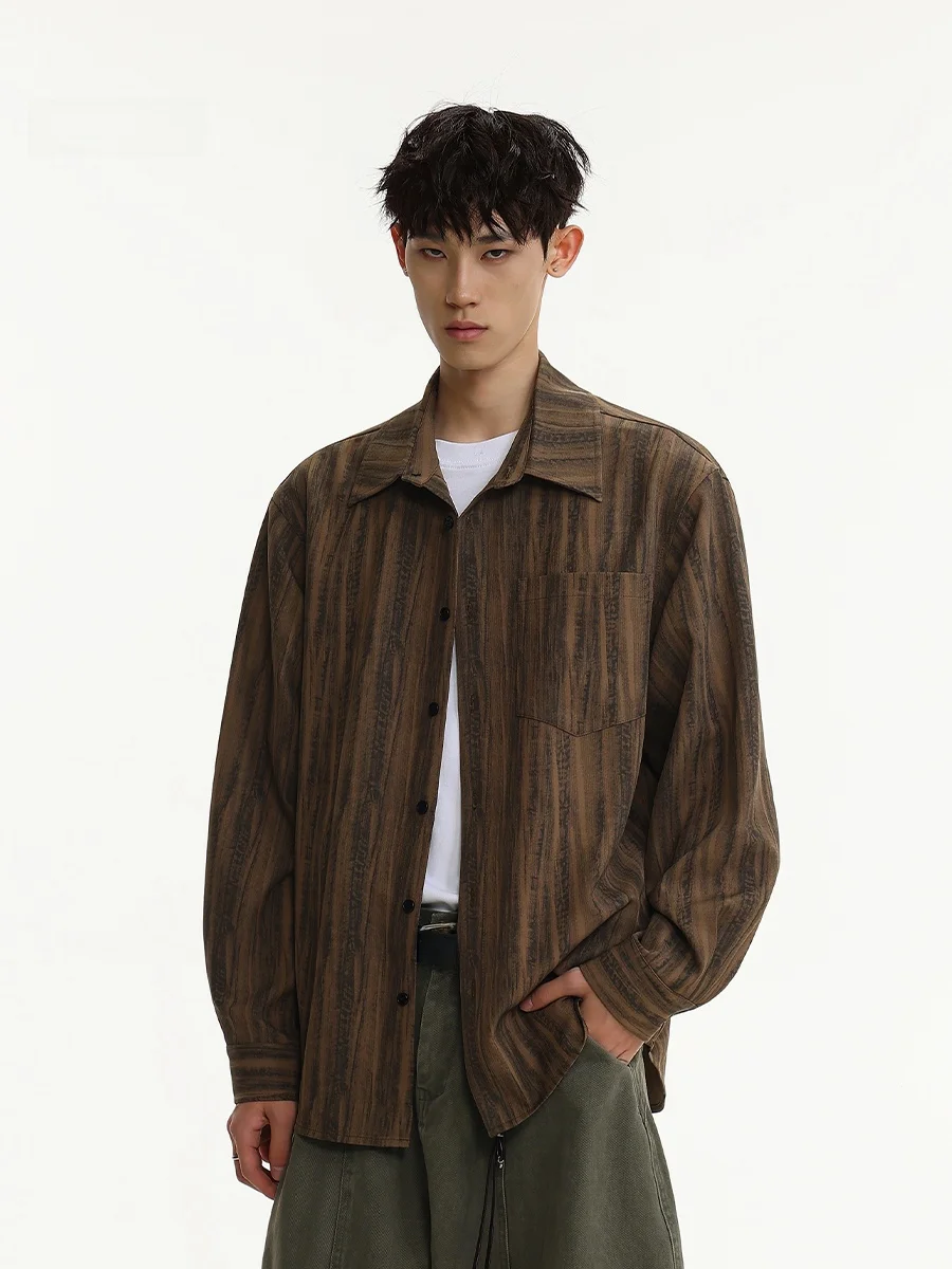 

Мужская рубашка-куртка в стиле ретро с американским принтом тай-дай, длинный рукав, свободный крой, повседневная, осенняя, из полиэстера