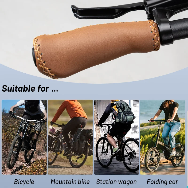 Folding PU Leather Bicycle Handlebar 22.2mm Bicycle Grip with Dust stopper Bicycle Accessories Mountain Bike Shift Bar Cover