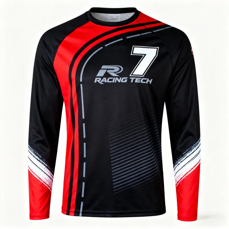 

3D Printed Motor Racing - Themed Long - Sleeve Athletic Shirts with Dynamic Patterns and Numbers For Men And Women Quick Drying