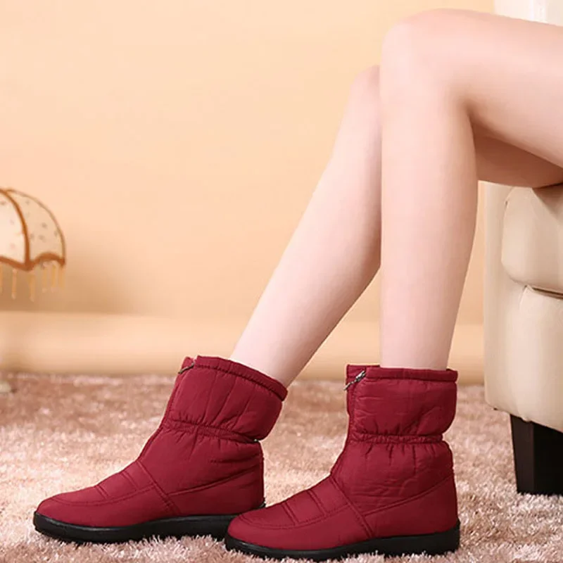 Fashion Winter Women Boots Female Waterproof Zip Ankle Boots Down Warm Snow Boots Ladies Shoes Woman Botas Mujer Plus Size 35-42