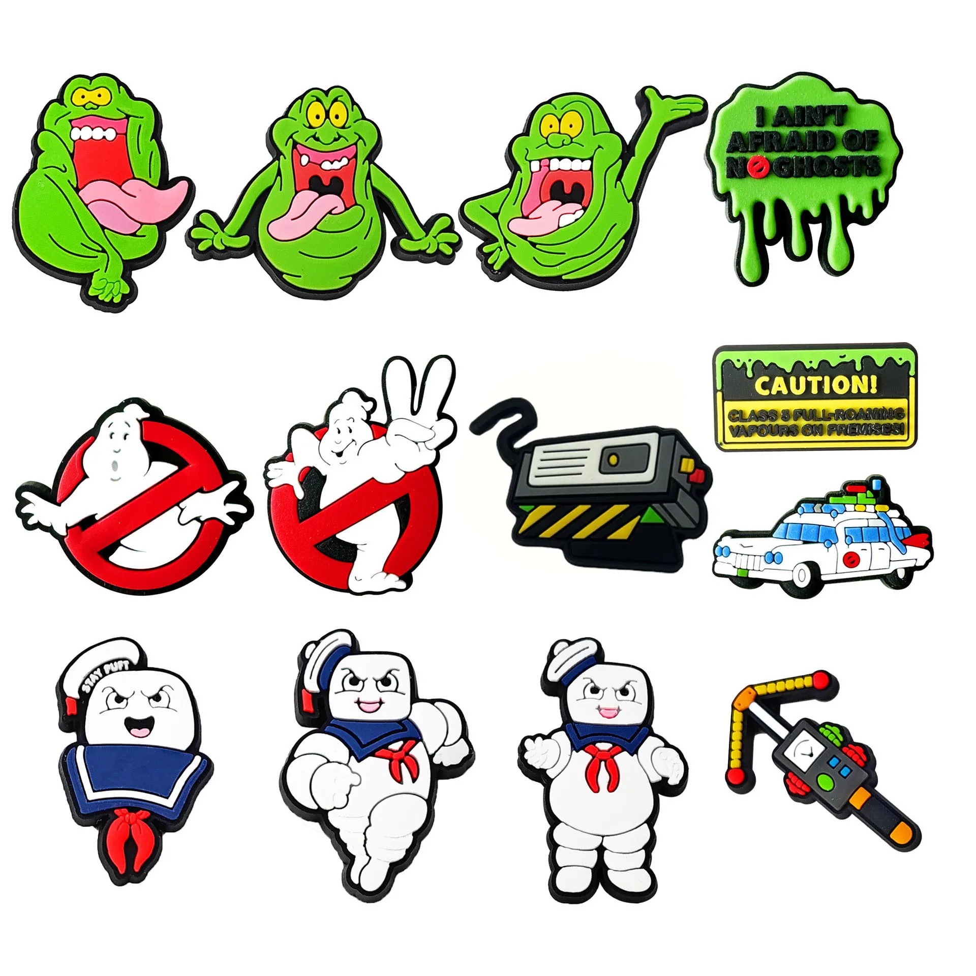 13PCS Cartoon Ghostbusters Shoe Charms Colorful PVC Clog Buckle Decorations DIY Craft Supplies Party Favors Kids Birthday Gift
